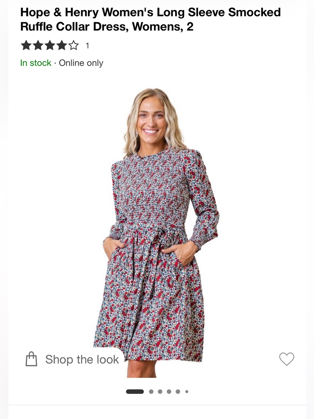 Hope & Henry Smocked Ruffle Collar Dress